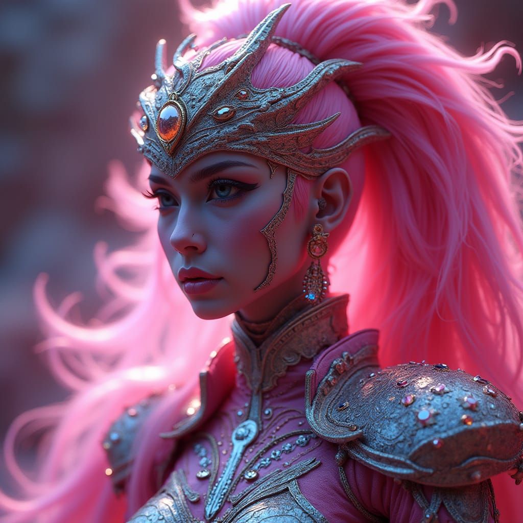 Citizen of the Pink Nation in Vibrant, Dark, and Mystical Re...