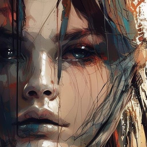 Biblical Mary Portrait in Expressive Oil Painting Style