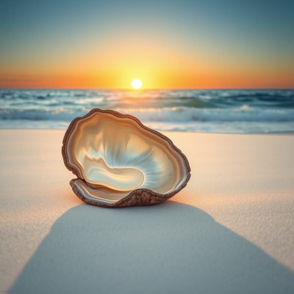 Epic Abalone Shell Landscape in Cyberpunk Aesthetic