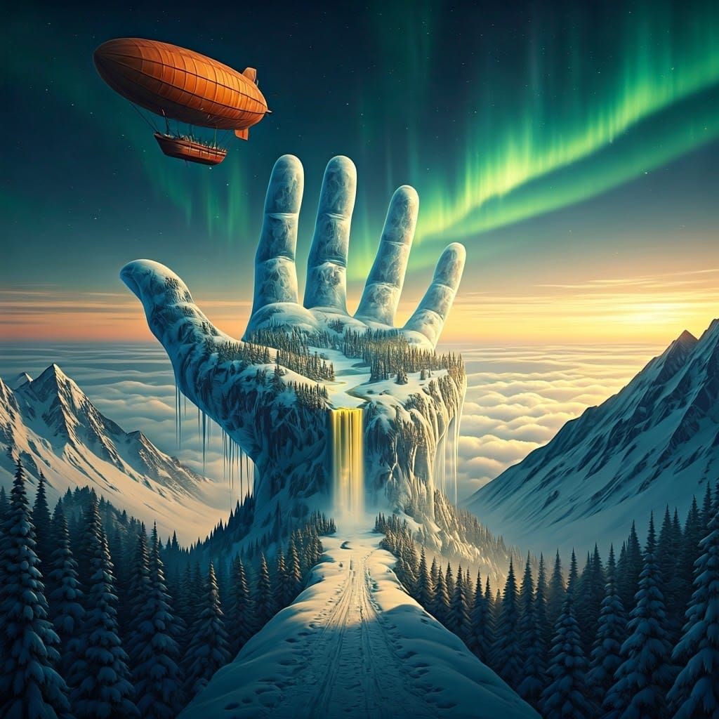 Ethereal Winter Wonderland in Icy Hand