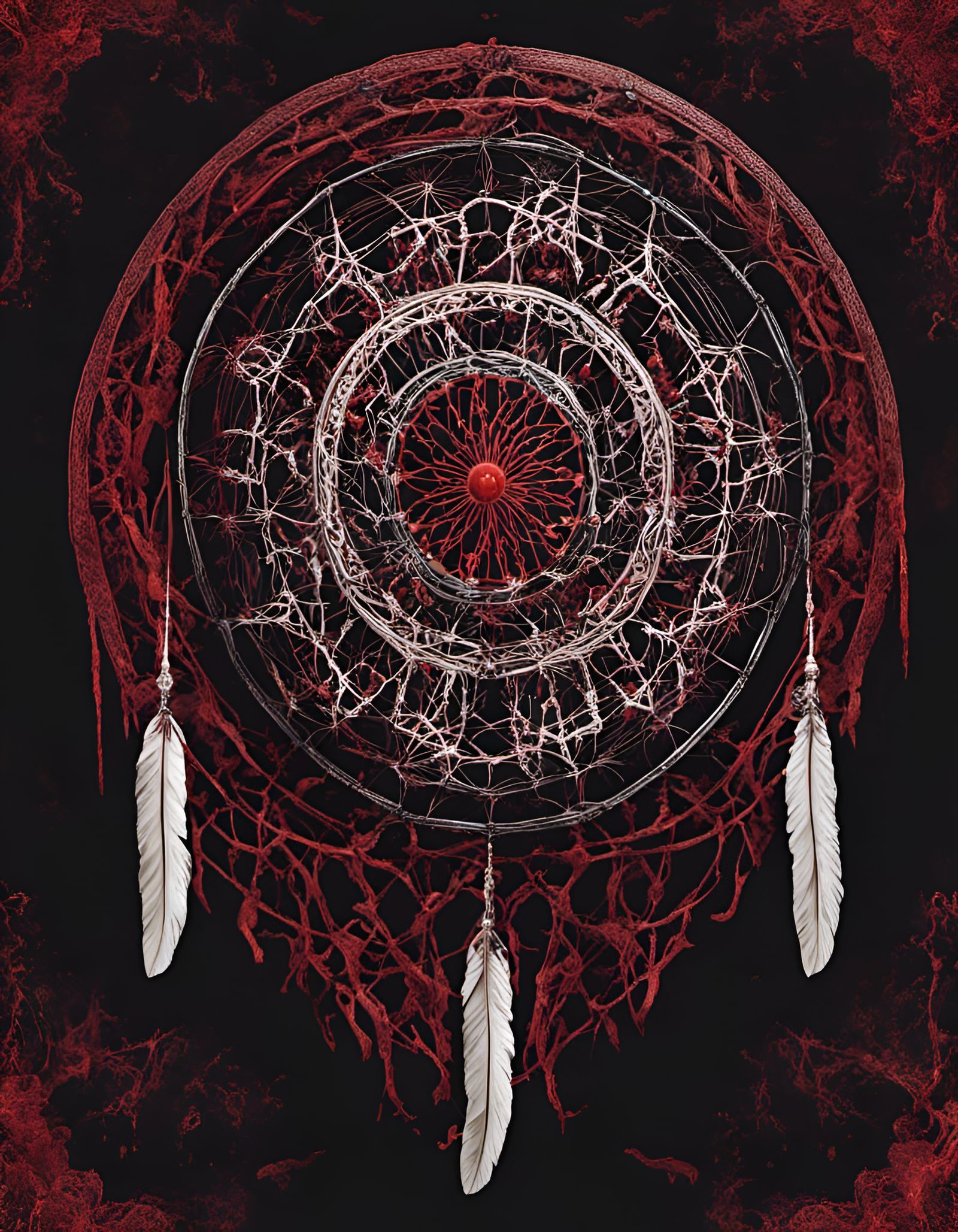 Visceral Bone Dreamcatcher with Blood and Webs