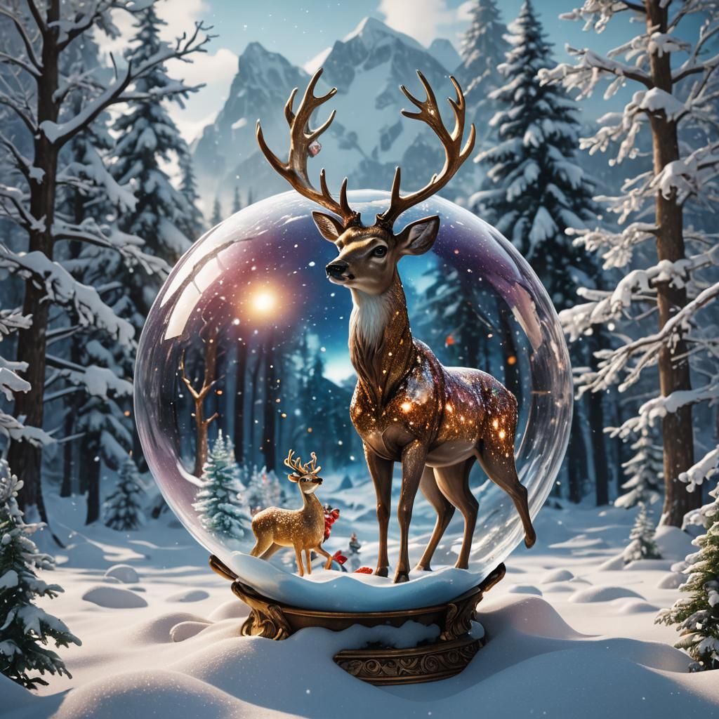 Glitter Globe Deer: Fantasy Concept Art