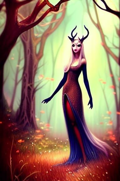 Doe Goddess in Anna Dittman Fantasy Art Style