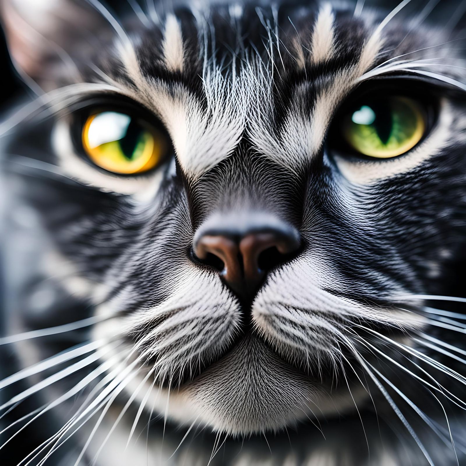 Detailed Close-Up of a Black Cat's Face