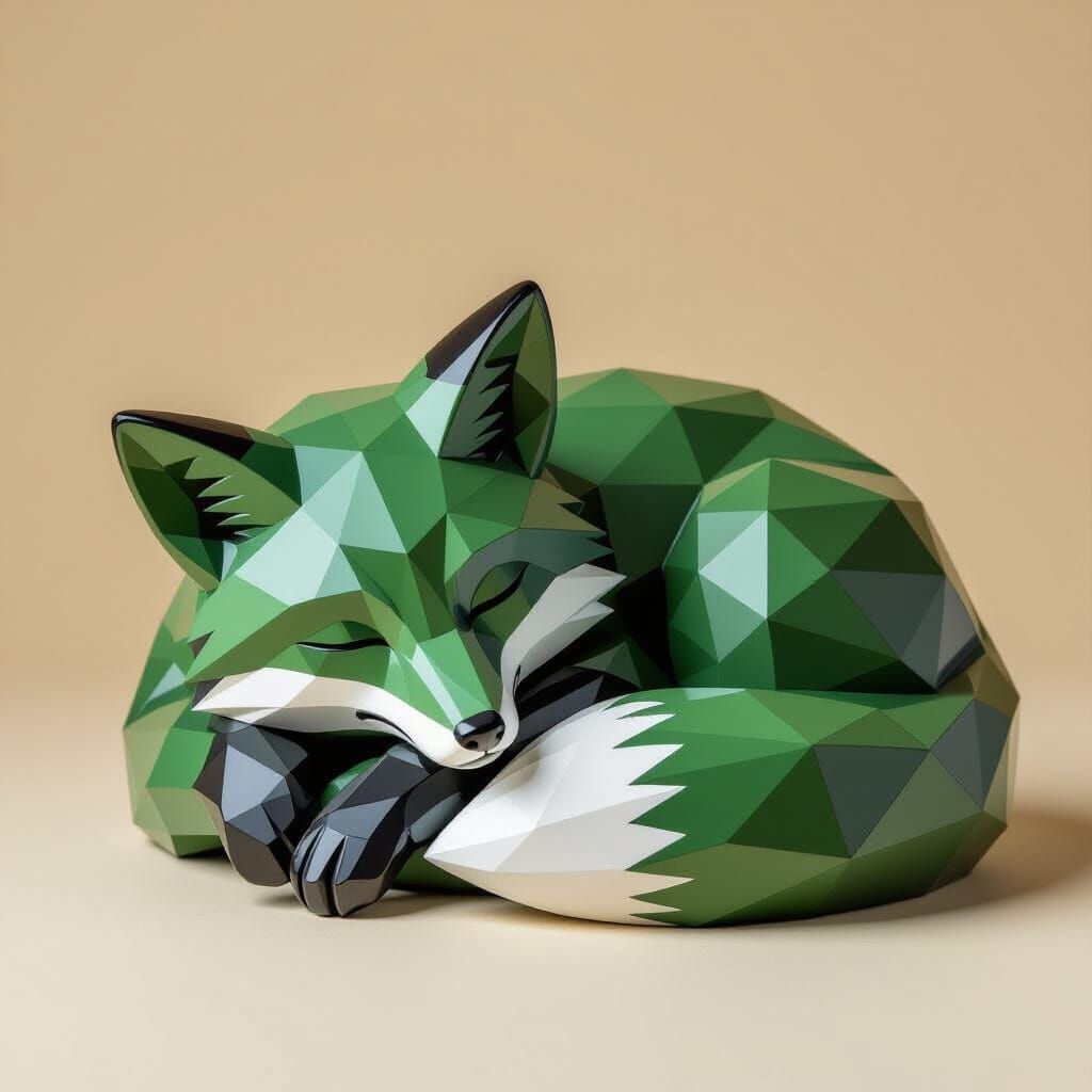 "A poignant sculpture by Richard Orlinski, depicting a curle...