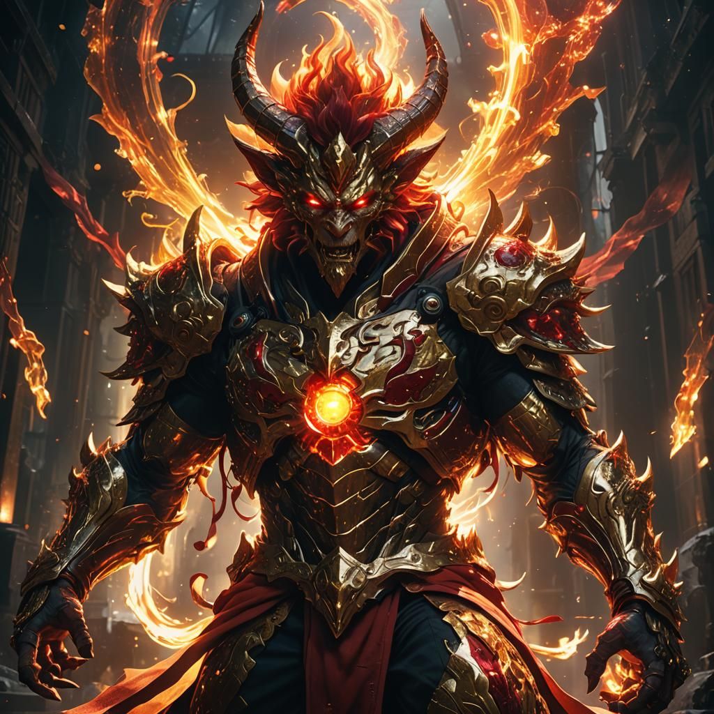 Ifrit Digital Illustration in Dark Fantasy Style