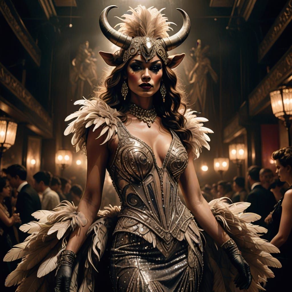 Minotaur Showgirl in Art Deco Burlesque Theater