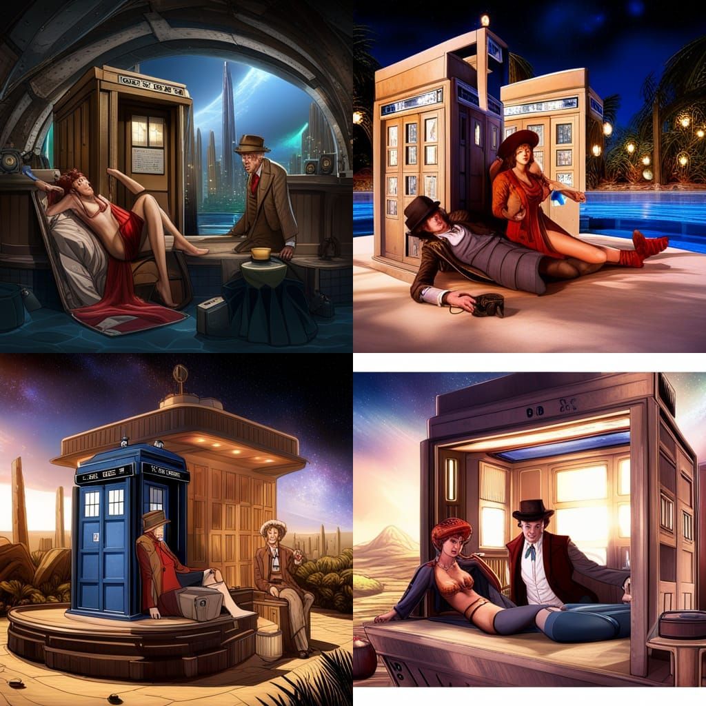 Doctor Who: Fourth Doctor and Leela in TARDIS