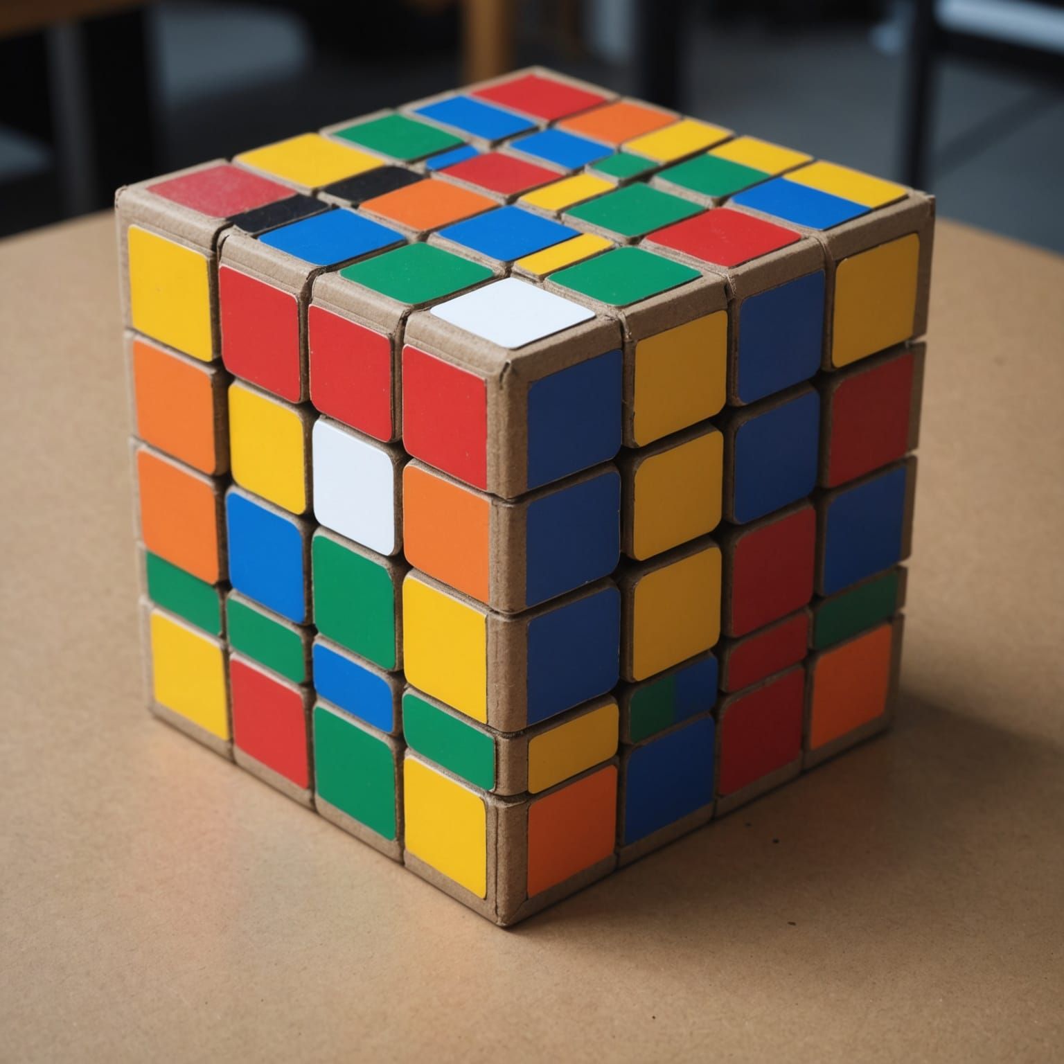 Hyperrealistic Cardboard Rubik's Cube