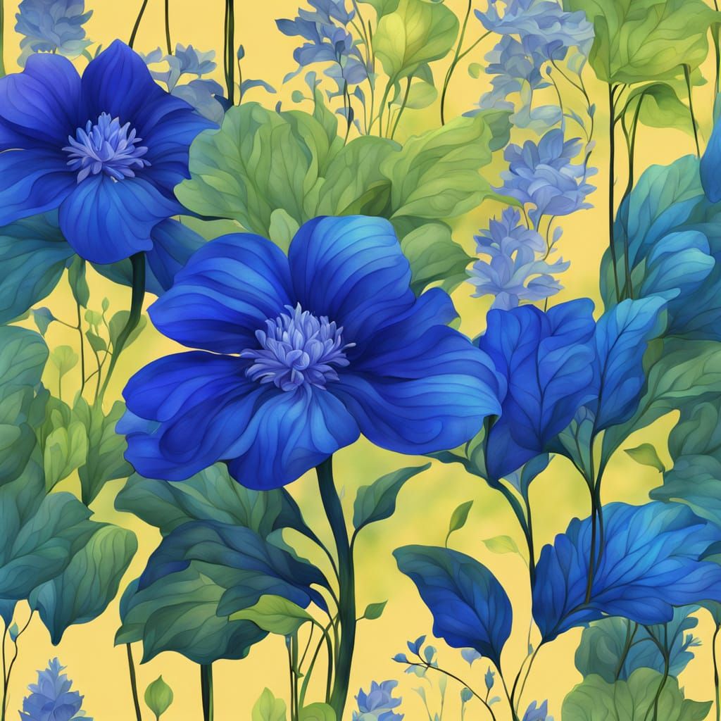 Enchanting Blue Flower in a Vibrant Forest