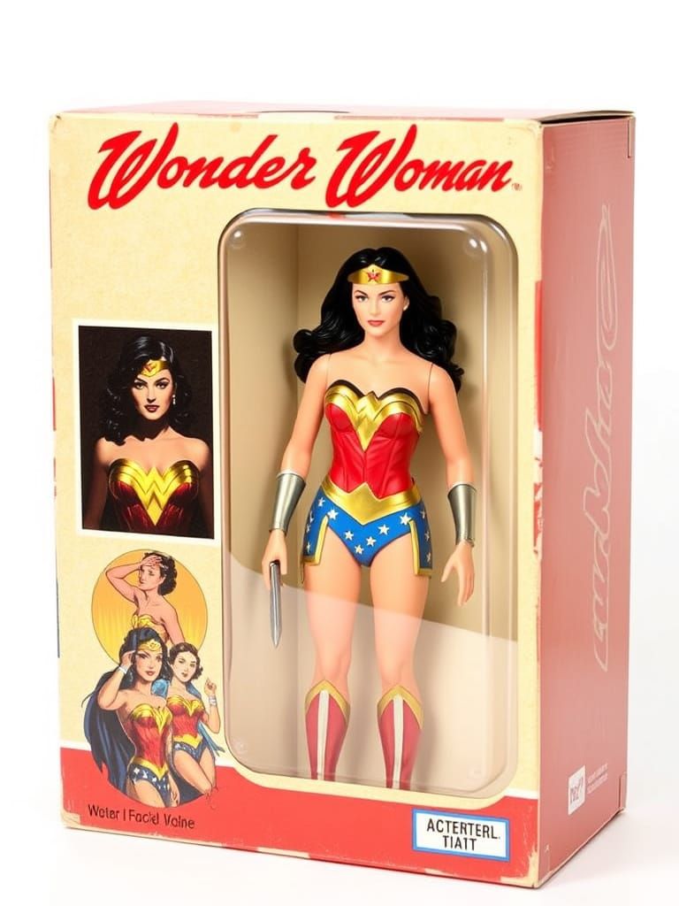 Vintage-Style Wonder Woman Action Figure Box Art