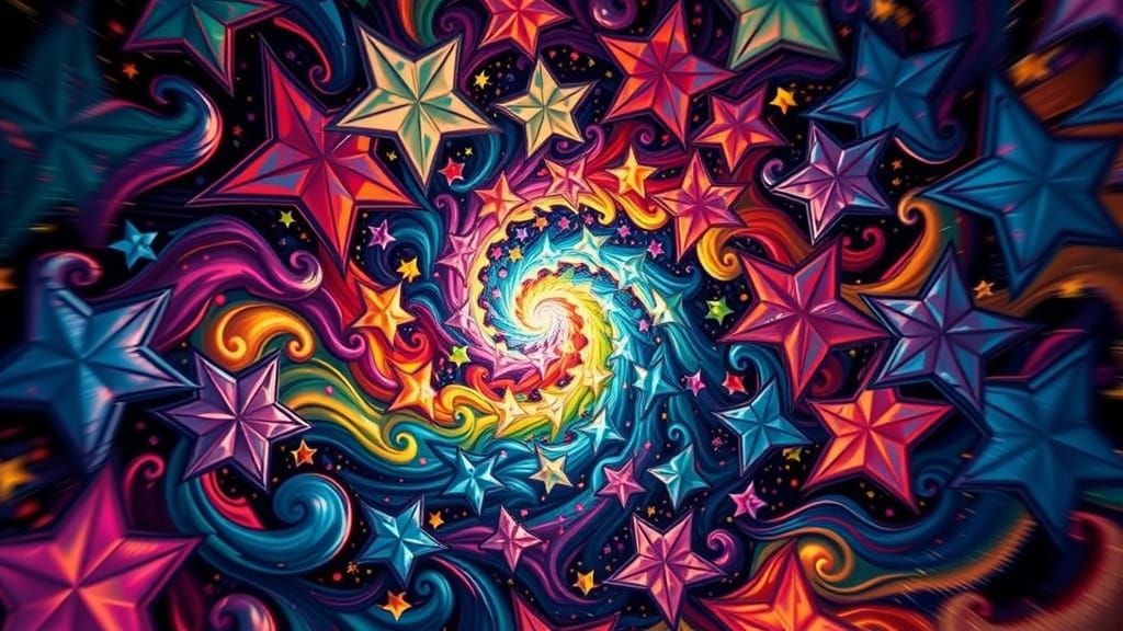 Surreal Macro Star Cluster in Vivid Impasto Colors