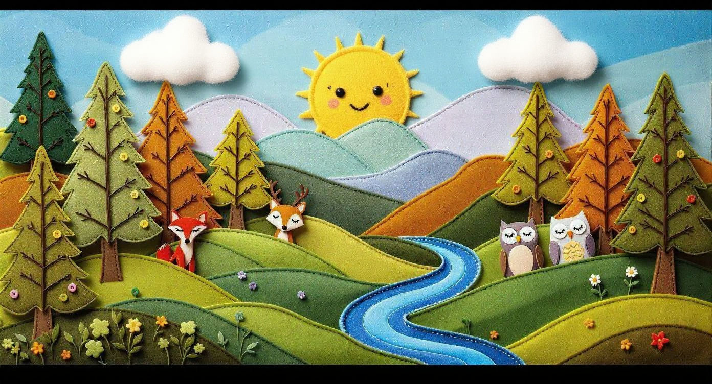Whimsical Felt Forest Scene with Animals