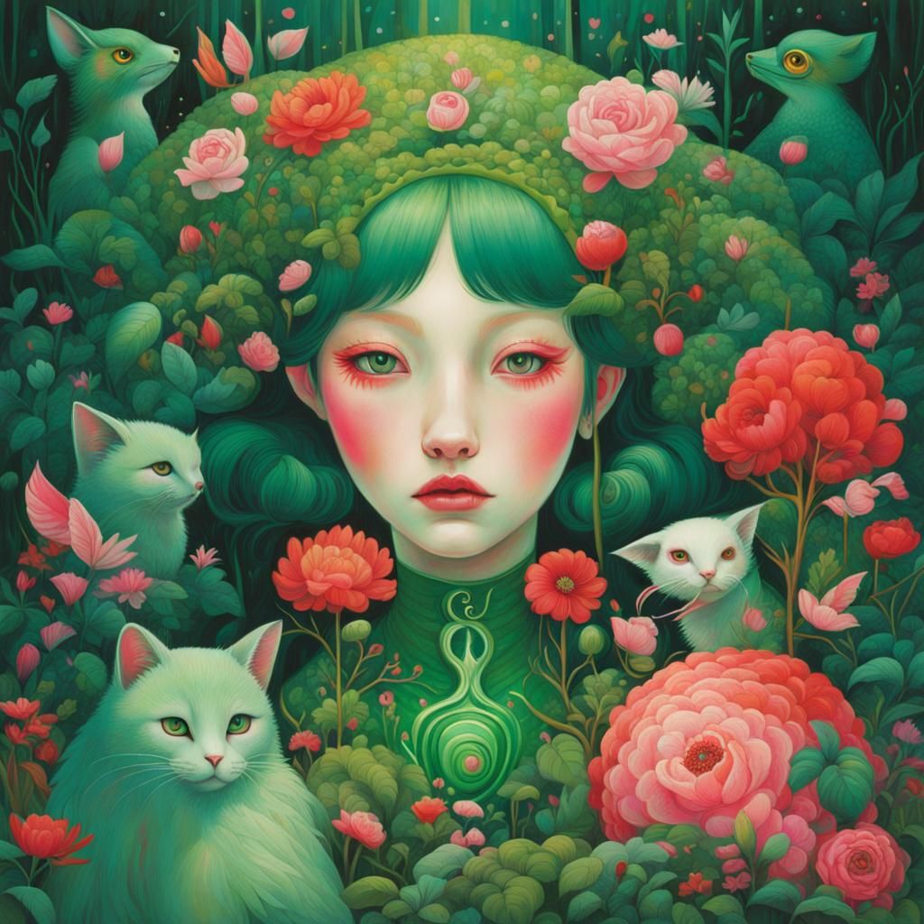 Emerald Forest Heart: A Surreal Illustration