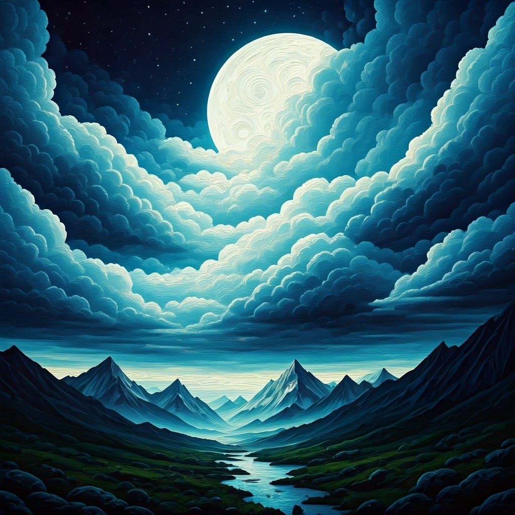 Moonlit Wolves Dancing in the Mountains