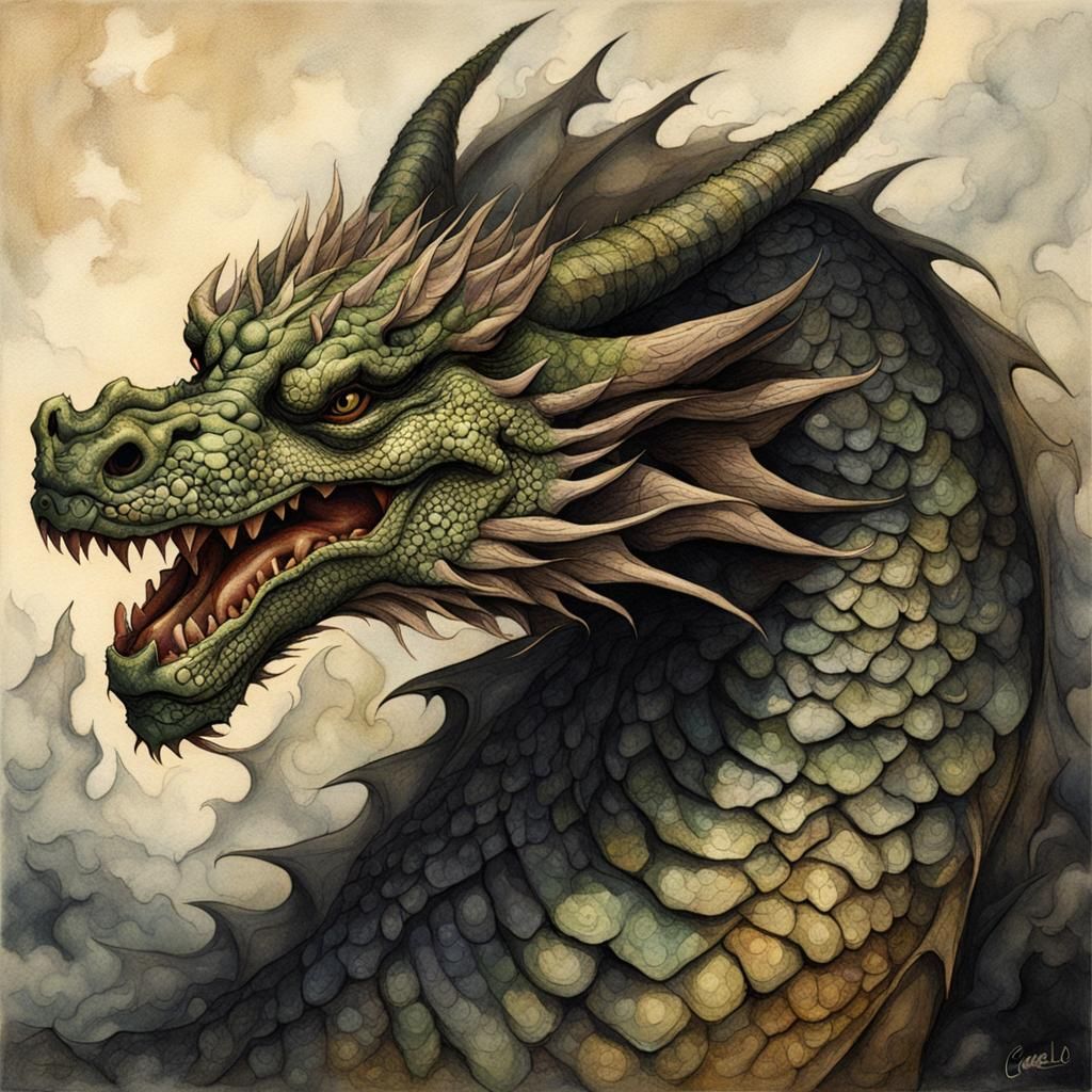 Fantasy Dragon Illustration in Detailed Style