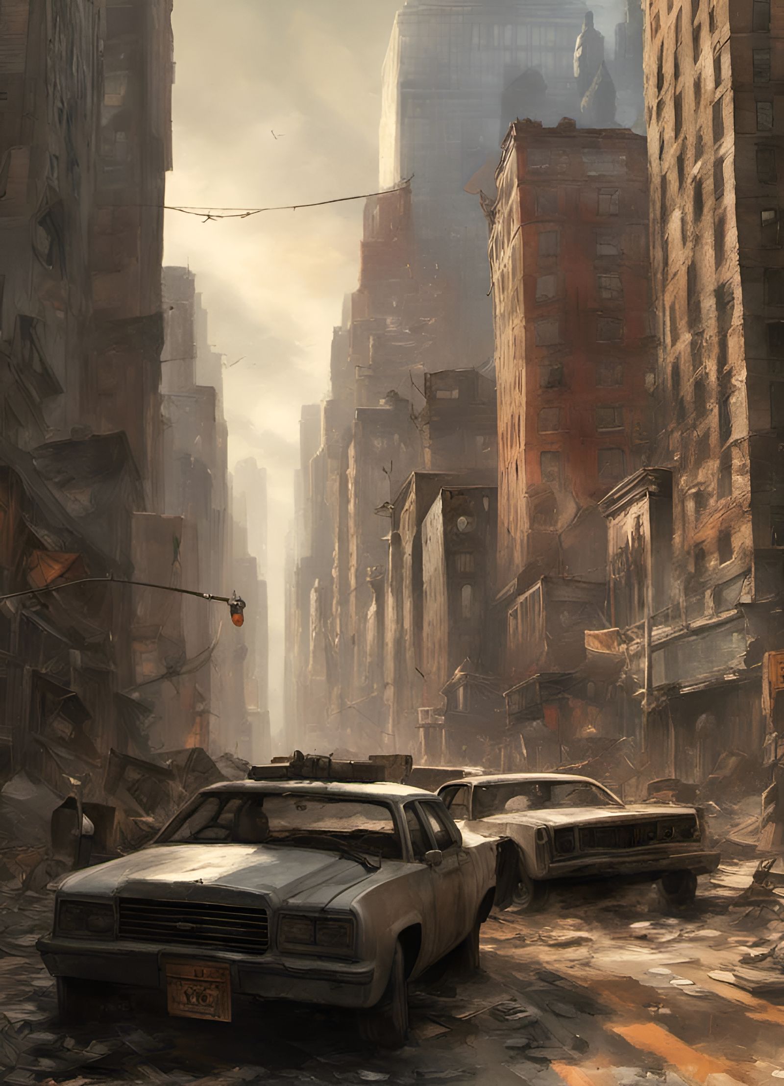 Post-Apocalyptic City Street Matte Painting