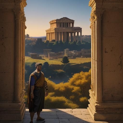 Ethereal Ancient Roman Scene in Chiaroscuro Style