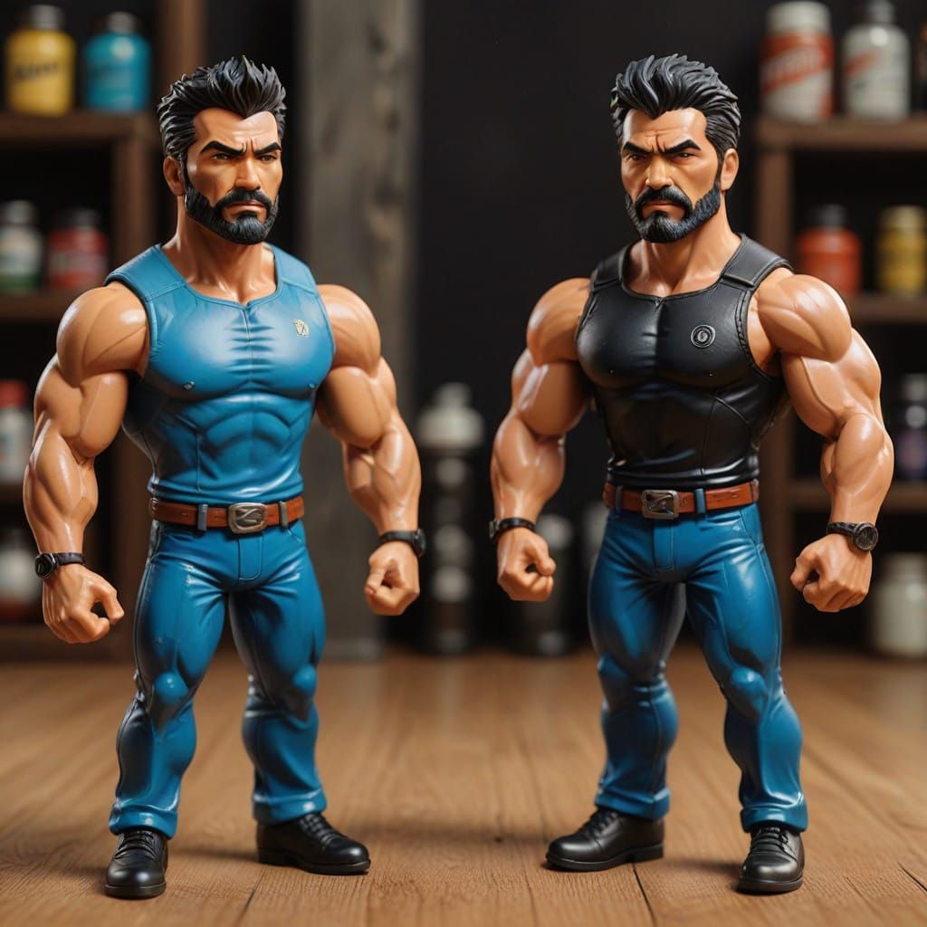 Hypermasculine Bearded Muscular Dolls in Vivid Colors