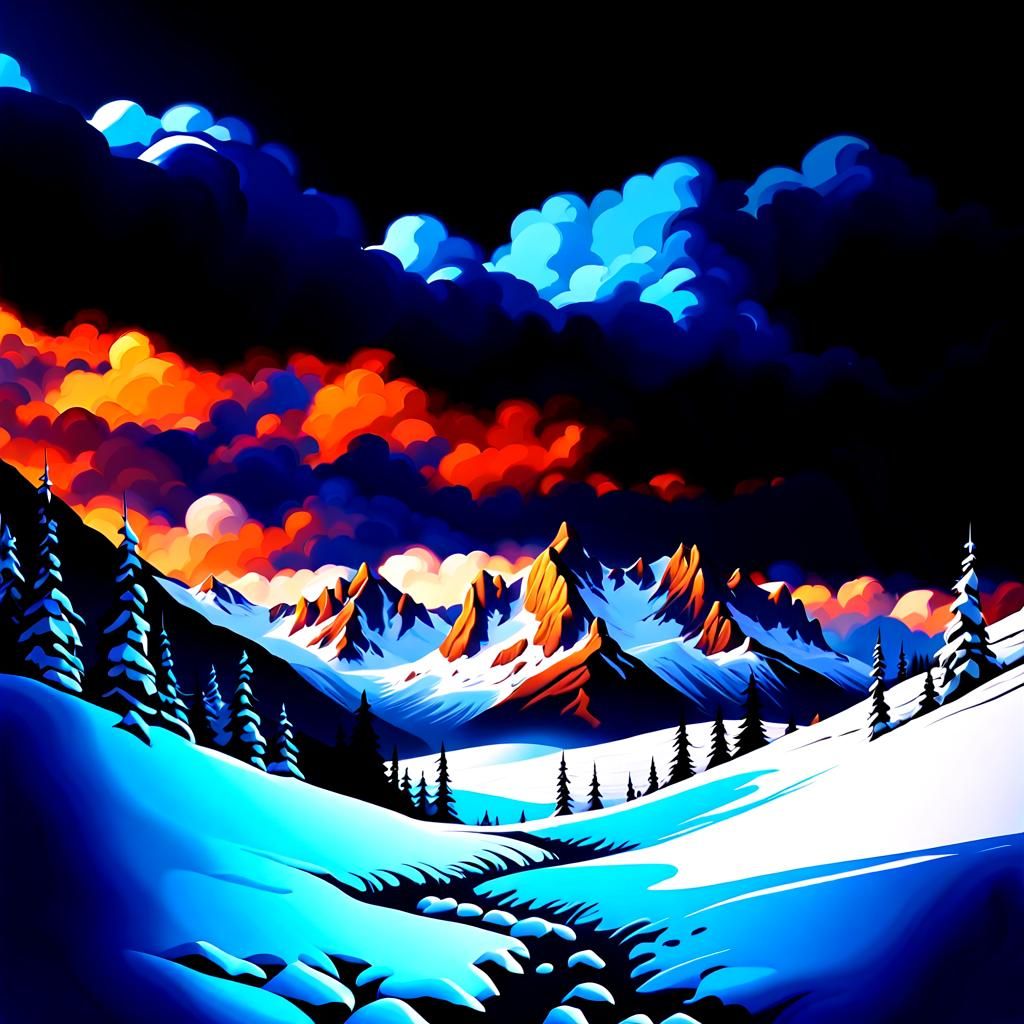 Ominous Snow Apocalypse in Minimalist Realist Style