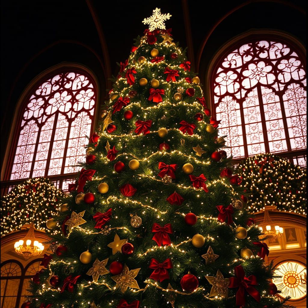 Victorian Christmas Tree in Cinematic Style, Shot on Film