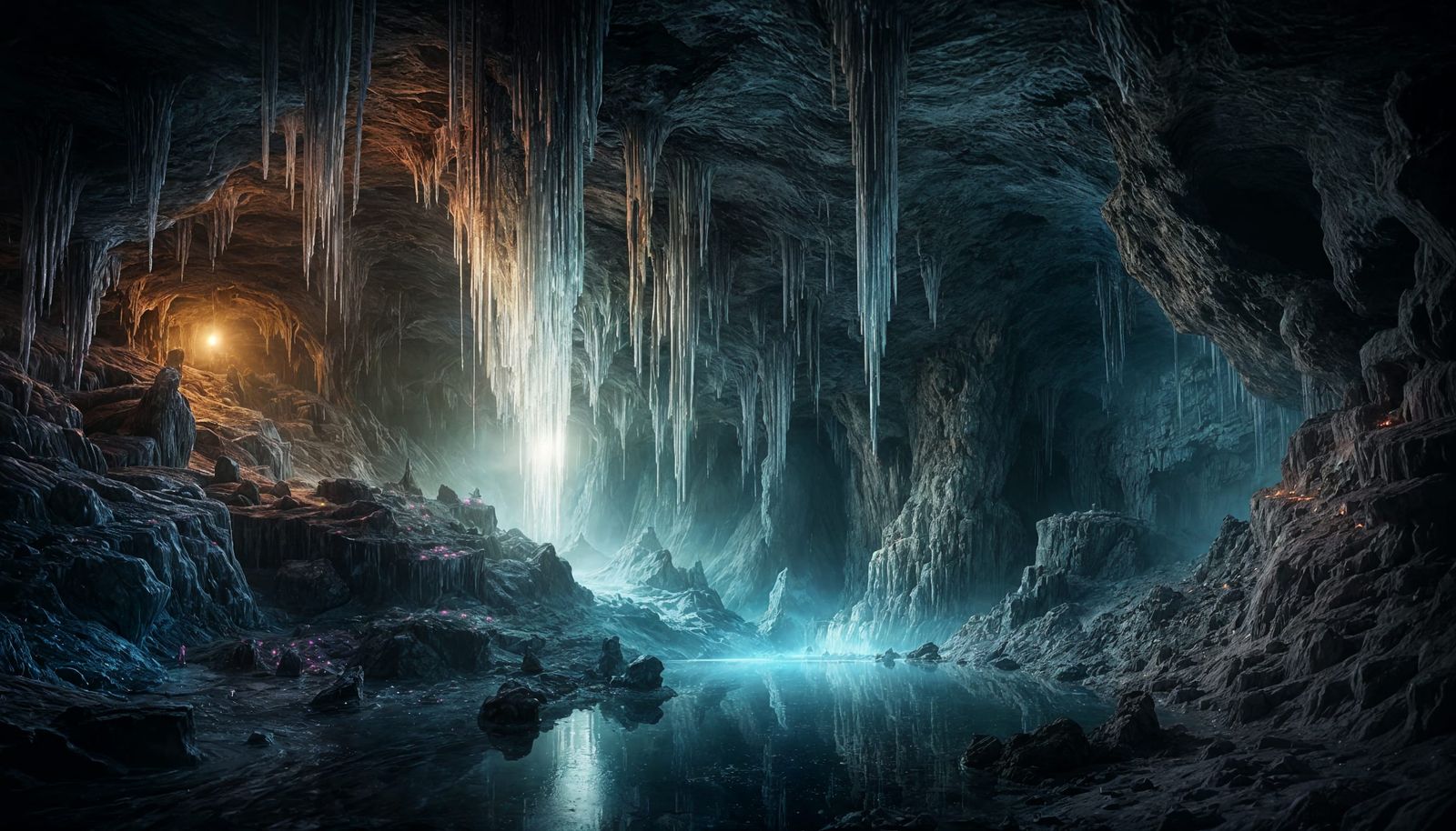 Glowing Crystals in a Mysterious Underground Cave