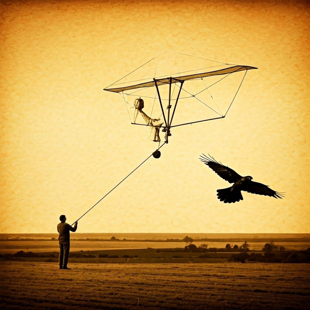 Vintage Ornithopter Flight with Crow Takeoff