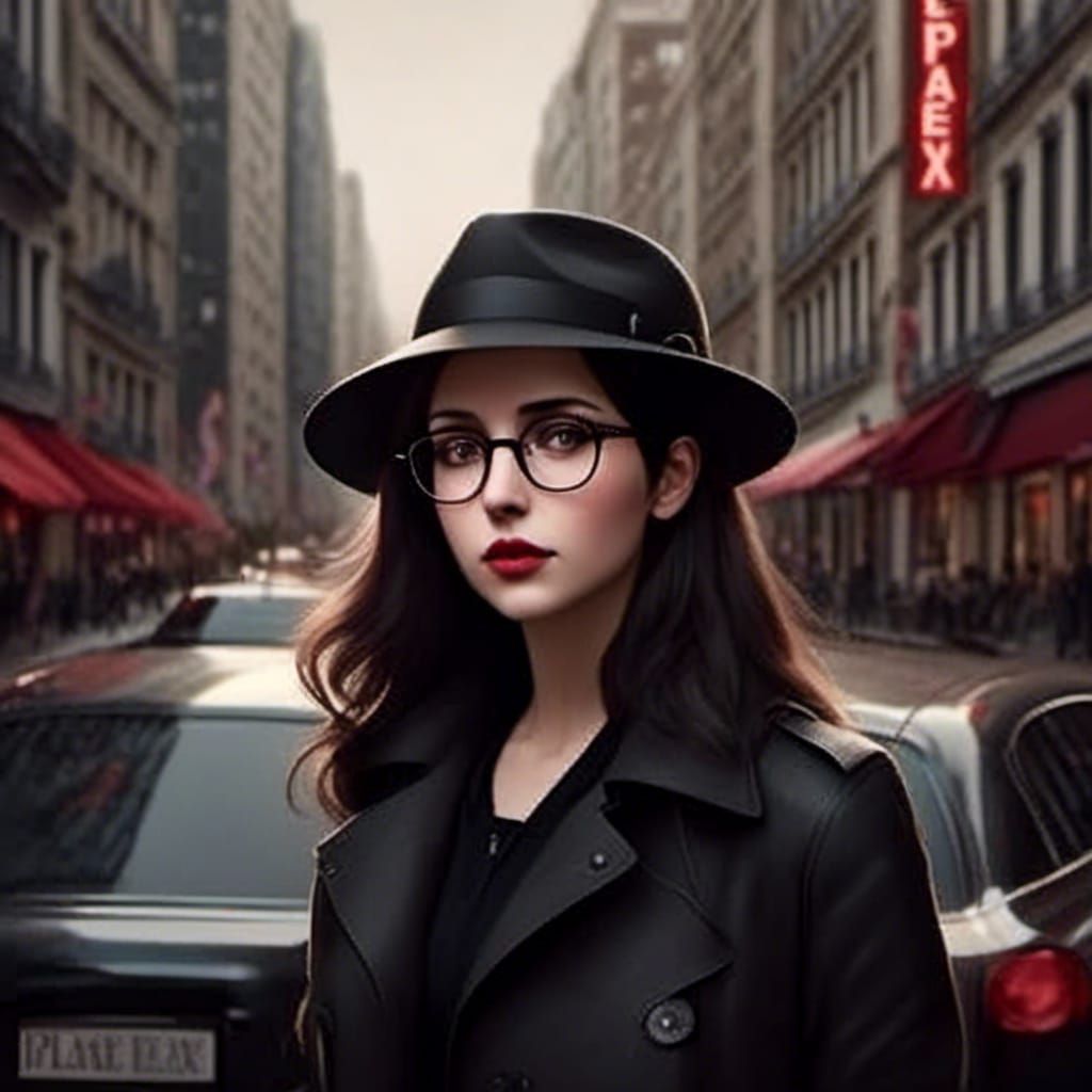 Beautiful Woman Driving in City, Hyperrealistic Cinematic St...