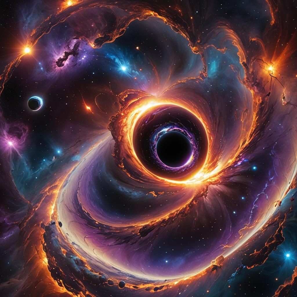 Black Hole Consuming Solar System: Cosmic Art
