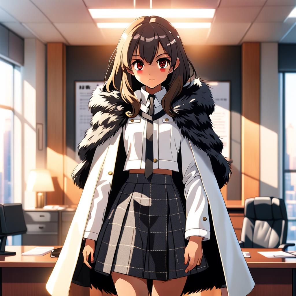 Anime Woman in Fur Cloak, Ghibli Style