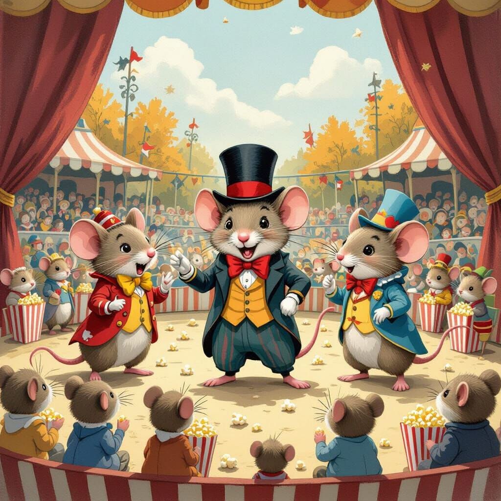 Mice Circus at the Fall Fair: A Whimsical Scene