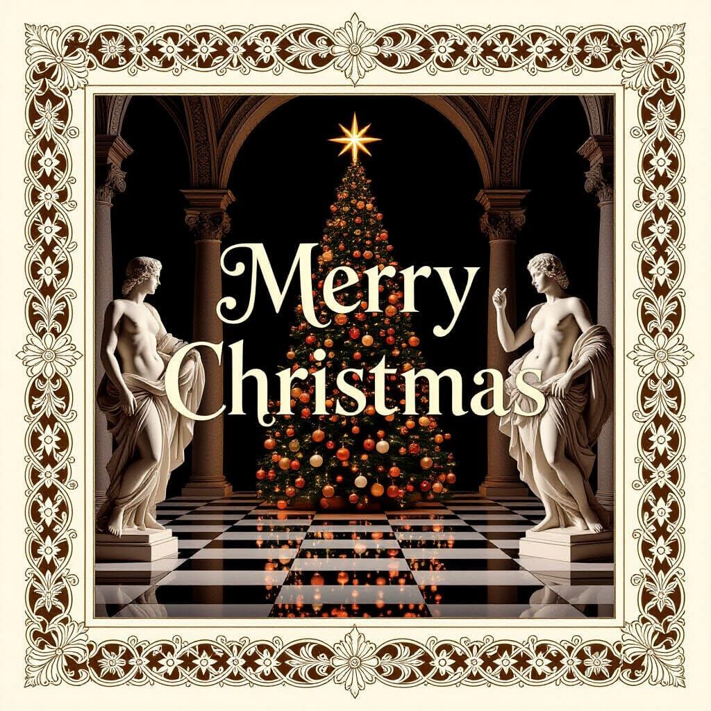 Festive Christmas Stamp in Renaissance-Baroque Style