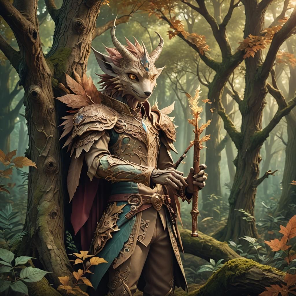 Serene Digimon in Whimsical Forest Setting