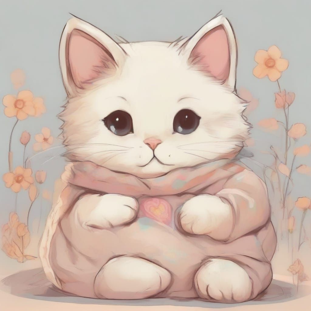 Whimsical Cartoon Cat Couple in Cozy Harmony