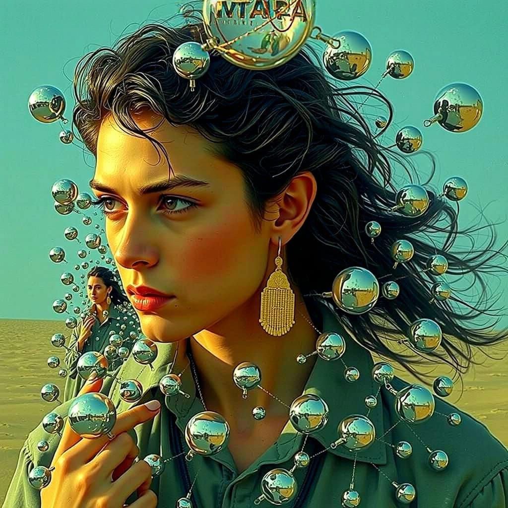 Mysterious Figure in Infinite Mirrors: Hyperrealistic Abstra...