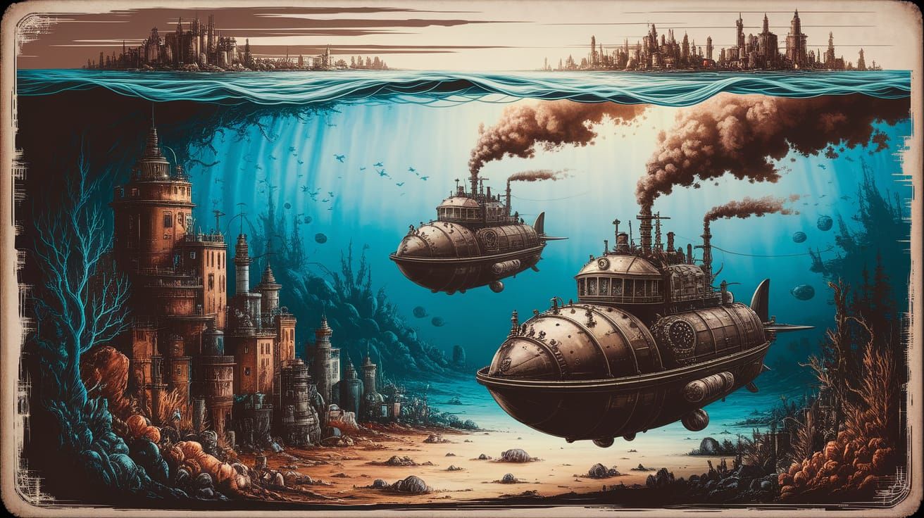Steampunk City Deep on Ocean Floor
