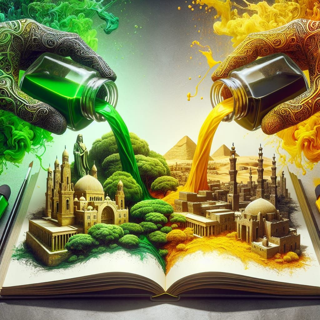 Cairo Emerging from Ink Jars: Cinematic Concept Art