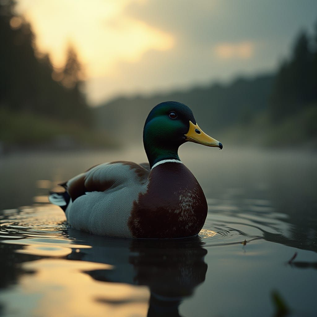 American Duck in Dramatic Landscape, Film Photography