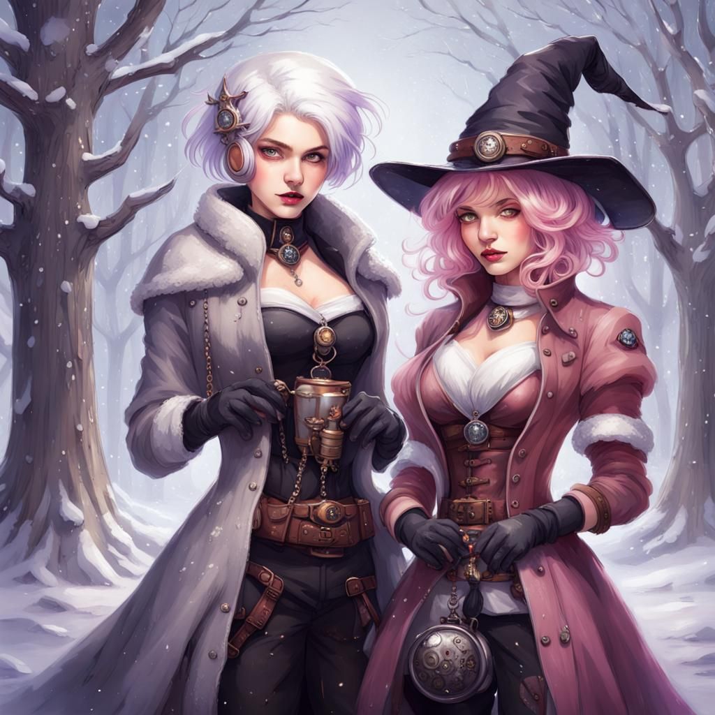 Witches in Winter Wonderland with Steampunk Engine