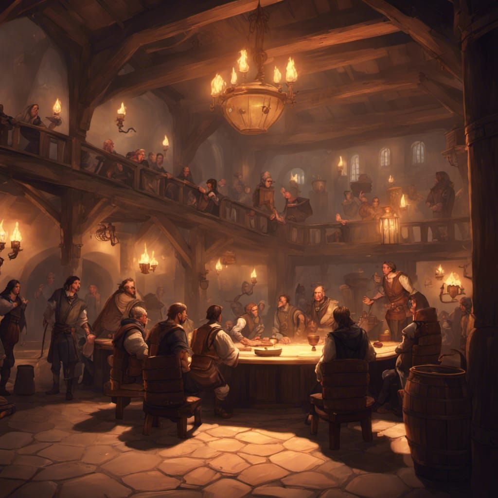 Guild Hall Meeting: 3D Game Cinematic Scene