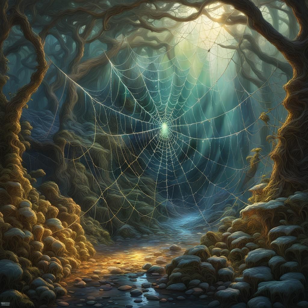 Chaotic Spiderwebs in Dark Fantasy Style