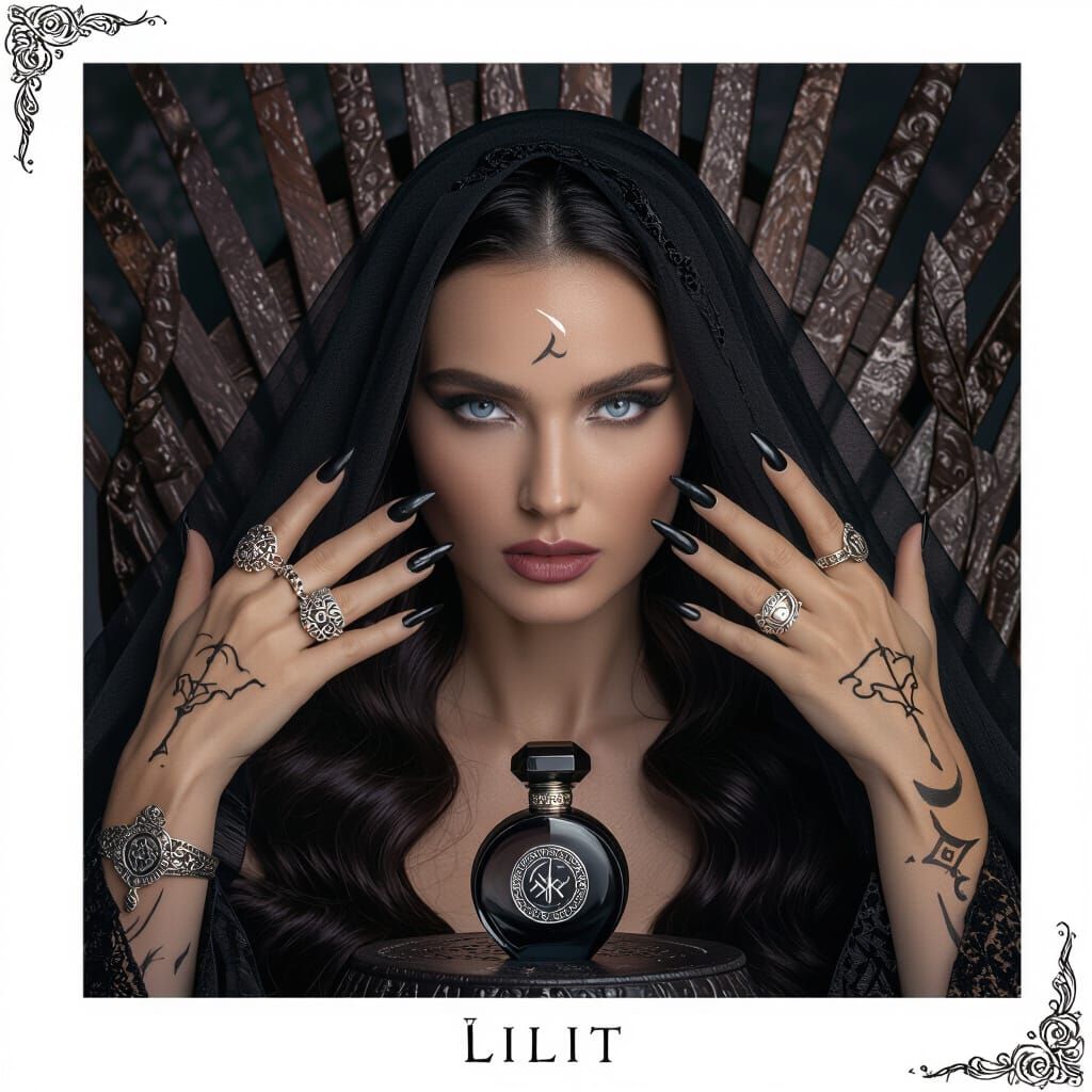 Mystical Witch Muse in Moonlit Forest for Luxury Perfume