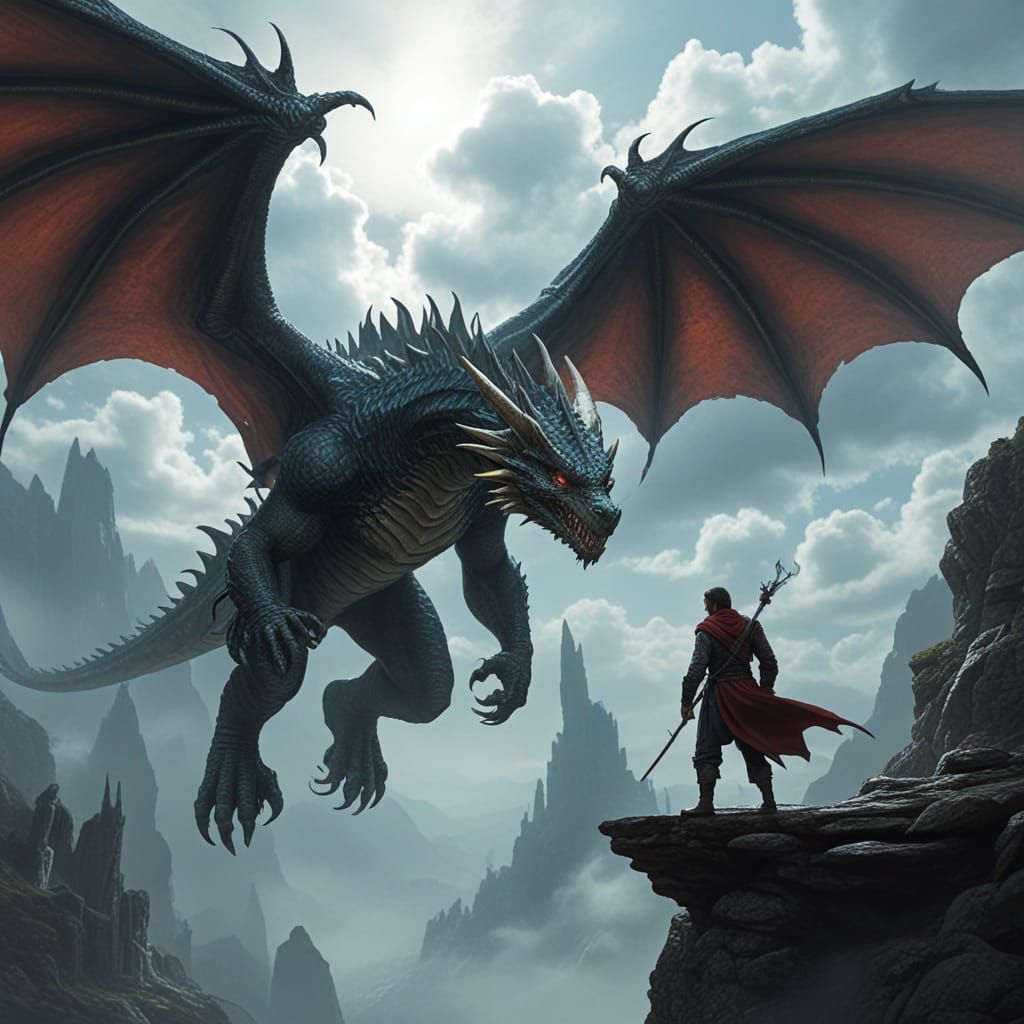 Sorcerer and Dragon Making a Deal