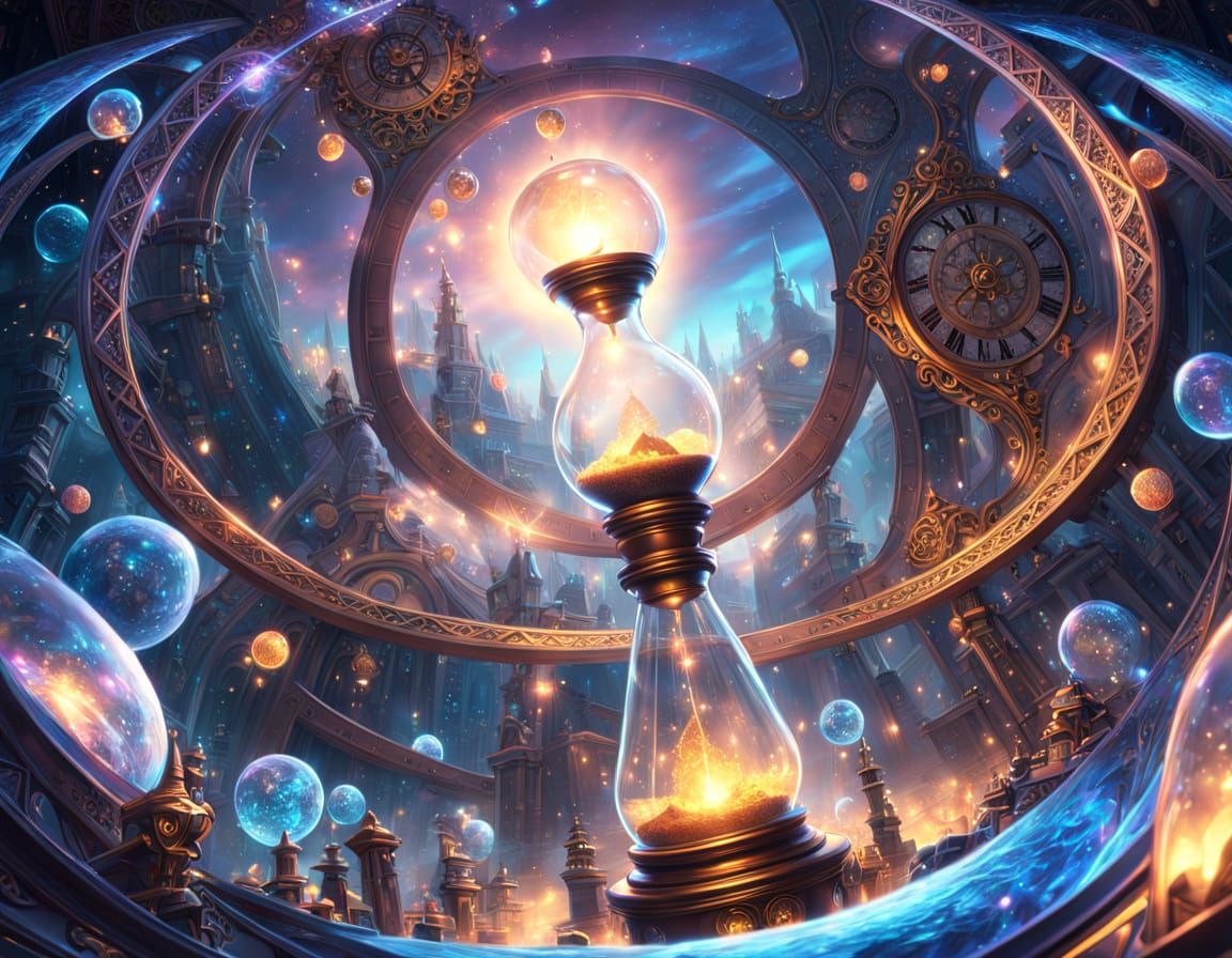 Breathtaking Cosmic Hourglass in Anime Style