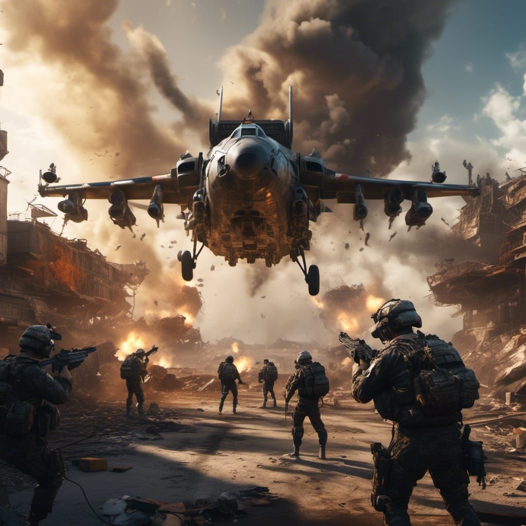 Hyperrealistic Dropship Scene in Future Warzone