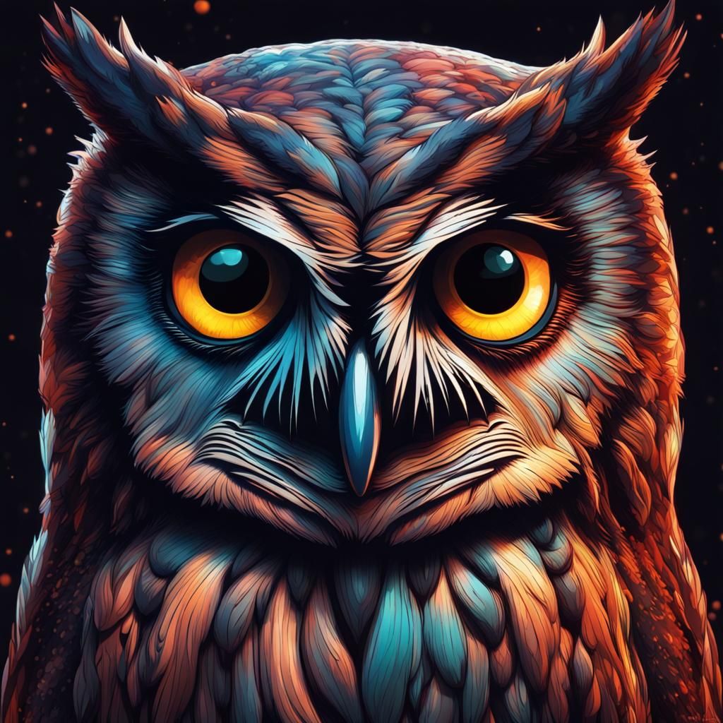 Hyperrealistic Owl Portrait with Intense Eyes