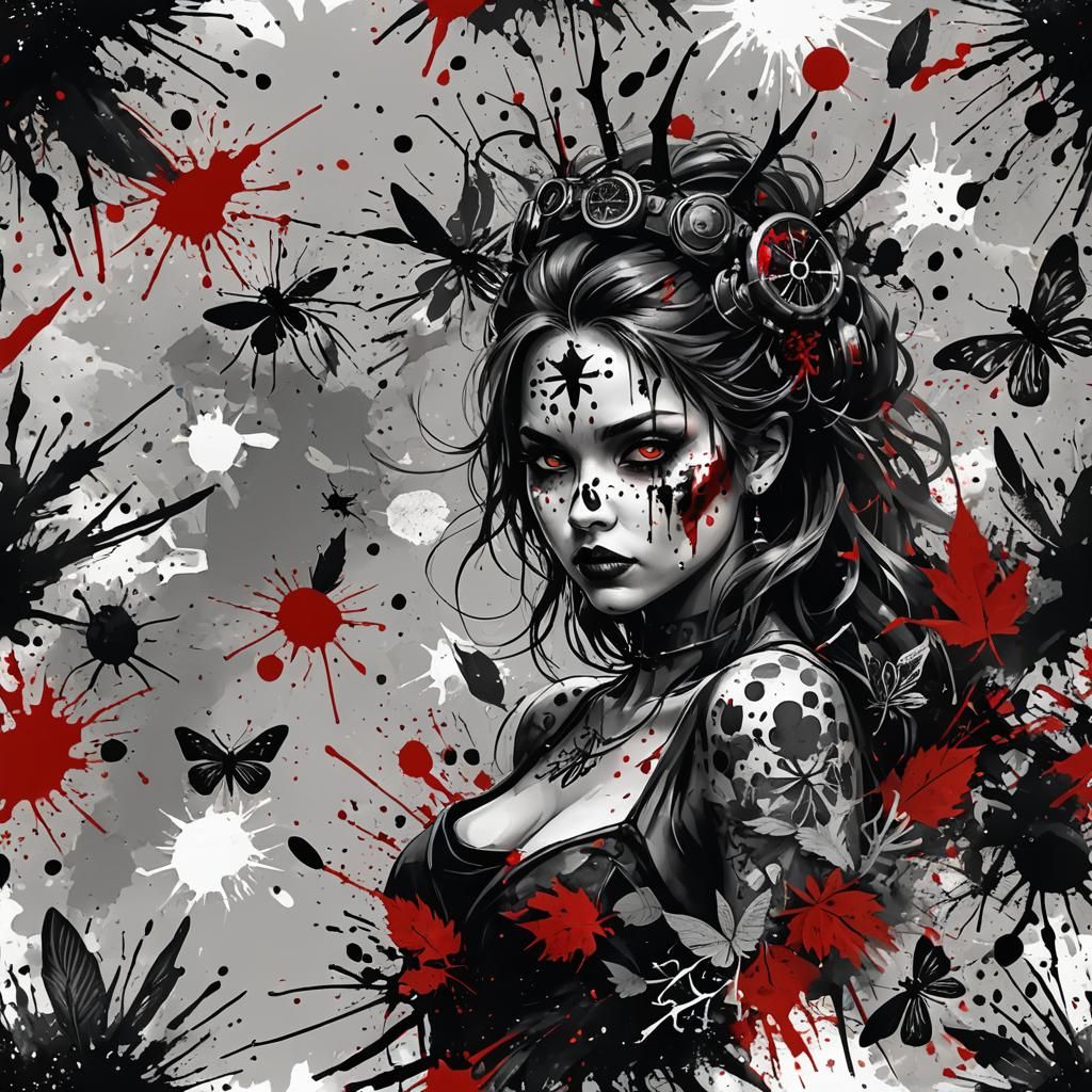 Trash Polka Tattoo Design with Dark Theme