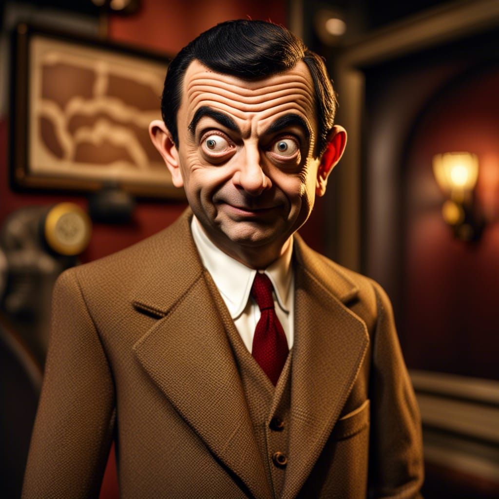 Hyperrealistic Mr. Bean Wax Sculpture