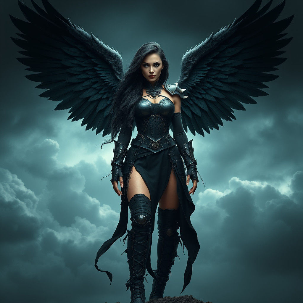 Cyberpunk Angel Conjures Storm: A Digital Art Piece