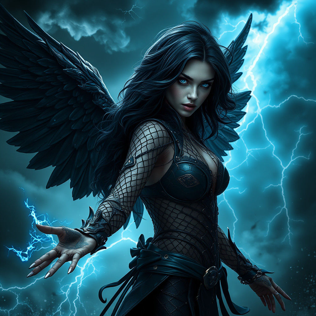 Mystical Woman Summons Storm in Digital Art